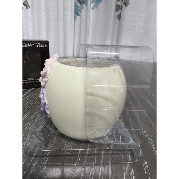 Ibis & Orchid Design Bonded Marble Handpainted Votive Purple Bearded Iris - New - Picture 4 of 16